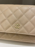 Chanel Classic Quilted Wallet on Chain Beige Caviar