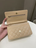 Chanel Classic Quilted Wallet on Chain Beige Caviar