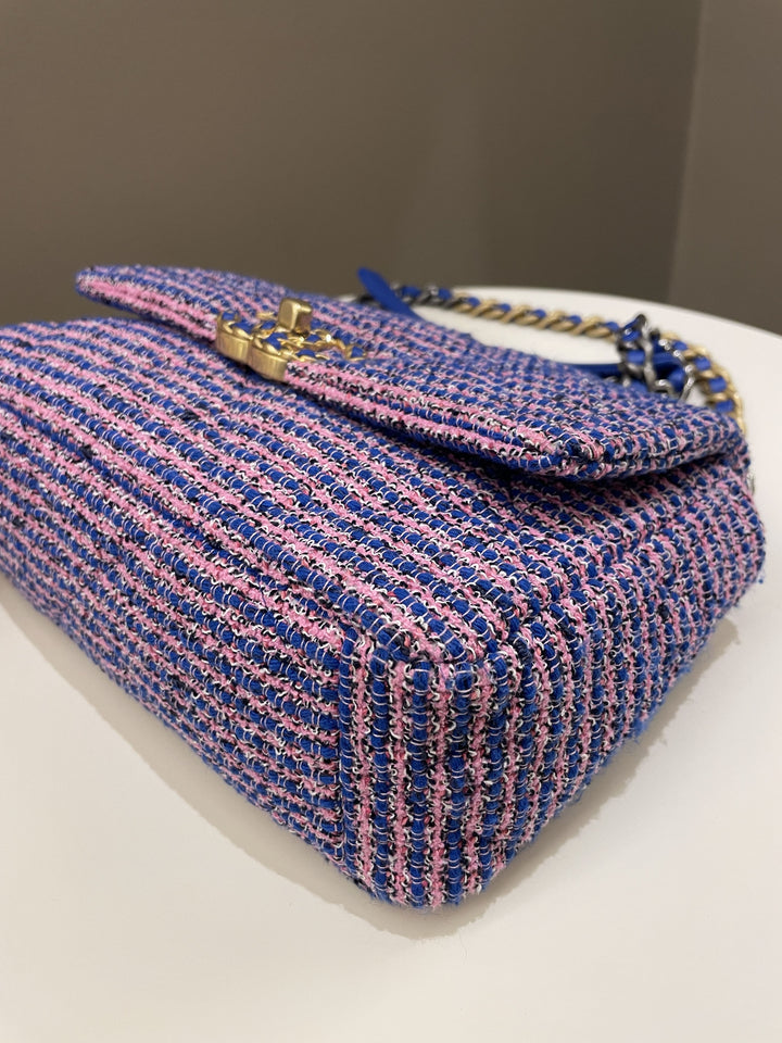 Chanel 19 Flap Bag Blue / Pink Tweed