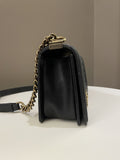 Chanel Quilted Stitch Boy Old Medium Black Calfskin