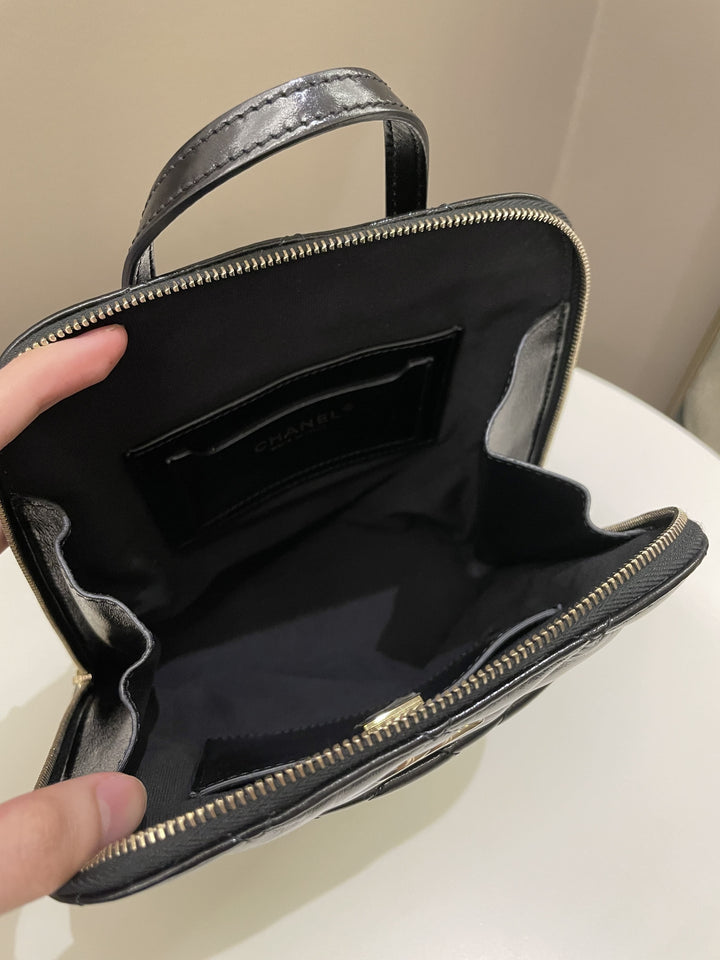 Chanel 22A Quilted My Pocket Backpack Black Coated Calfskin