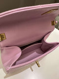 Chanel 21S Quilted Cc Wrapped Top Handle Mauve Pink Aged Calfskin