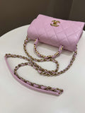 Chanel 21S Quilted Cc Wrapped Top Handle Mauve Pink Aged Calfskin