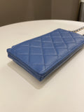 Chanel Quilted Phone Holder with Chain Paradise Blue Caviar
