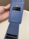 Chanel Quilted Phone Holder with Chain Paradise Blue Caviar