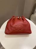Chanel Vintage Cc Drawstring Bucket Burned Red Calfskin
