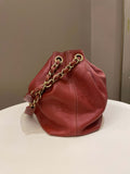 Chanel Vintage Cc Drawstring Bucket Burned Red Calfskin