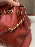 Chanel Vintage Cc Drawstring Bucket Burned Red Calfskin