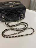 Chanel 22B Top Handle Tall Vanity Black Patent