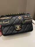 Chanel 22C Coco Pearl Signature Flap Black Lambskin
