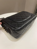 Chanel 22C Coco Pearl Signature Flap Black Lambskin