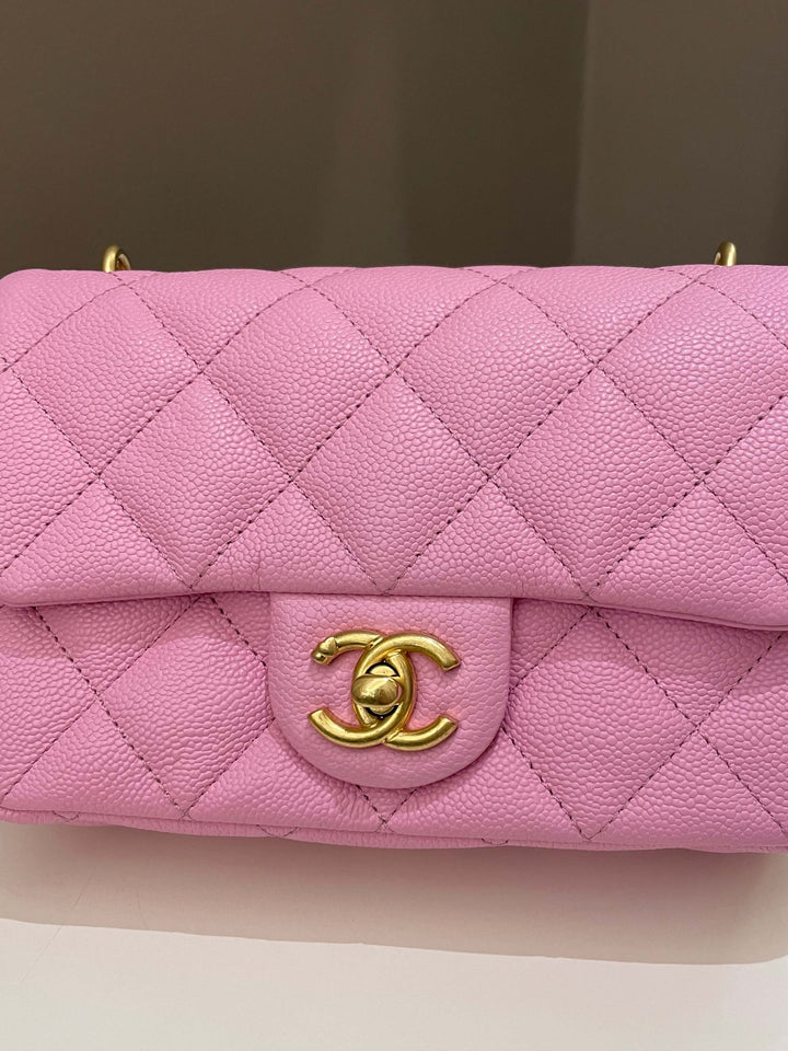 Chanel 23P Sweet Heart Mini Flap Candy Pink Caviar