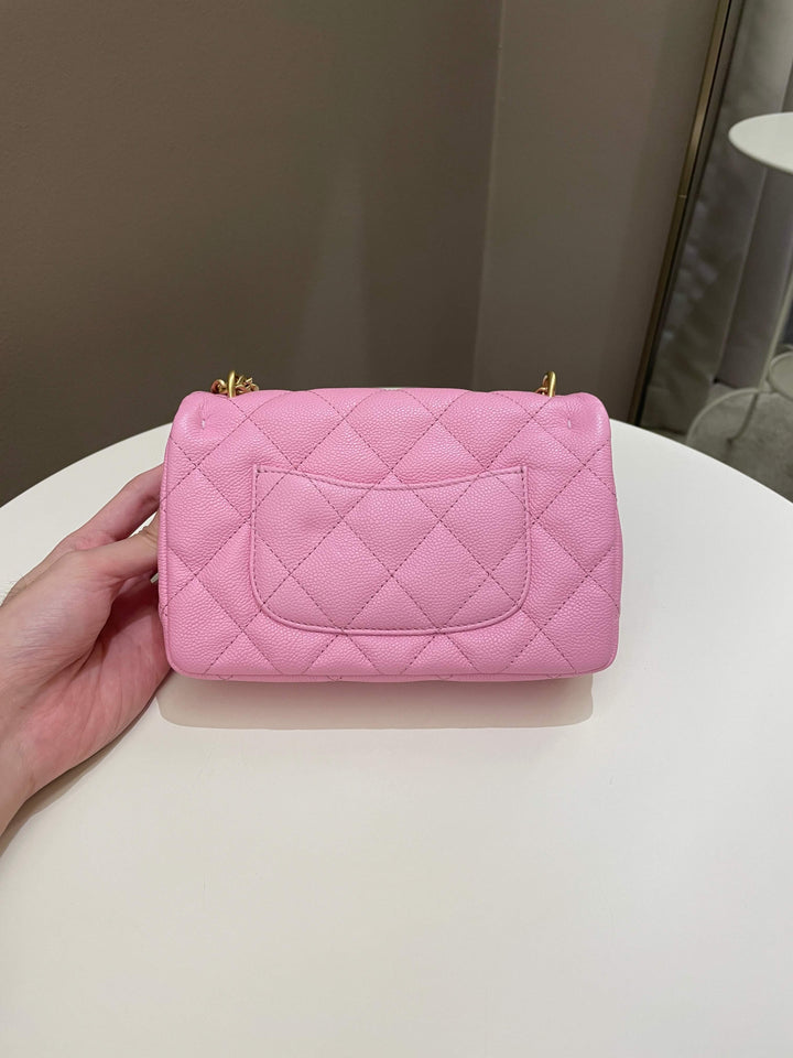 Chanel 23P Sweet Heart Mini Flap Candy Pink Caviar