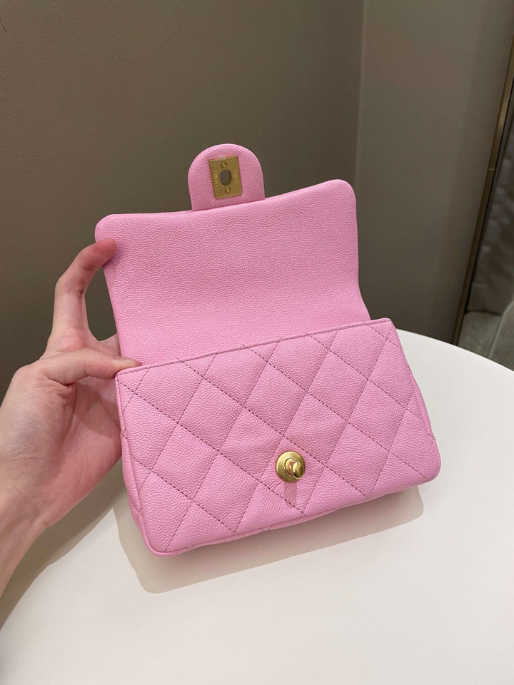 Chanel 23P Sweet Heart Mini Flap Candy Pink Caviar