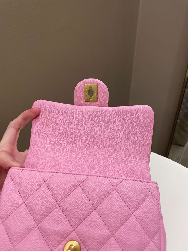 Chanel 23P Sweet Heart Mini Flap Candy Pink Caviar