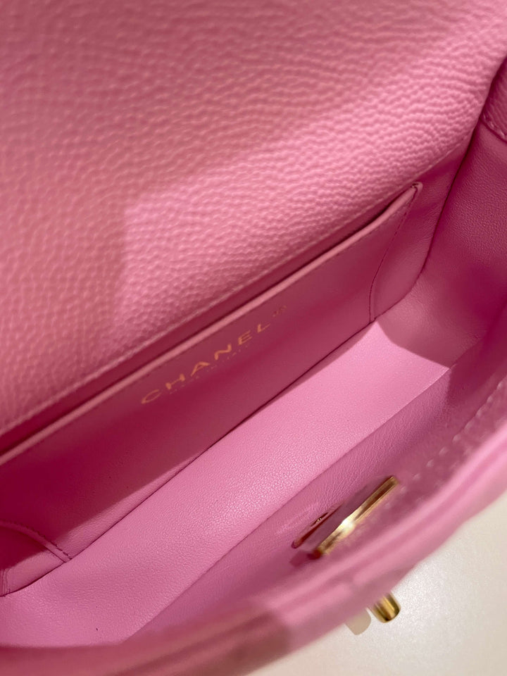 Chanel 23P Sweet Heart Mini Flap Candy Pink Caviar