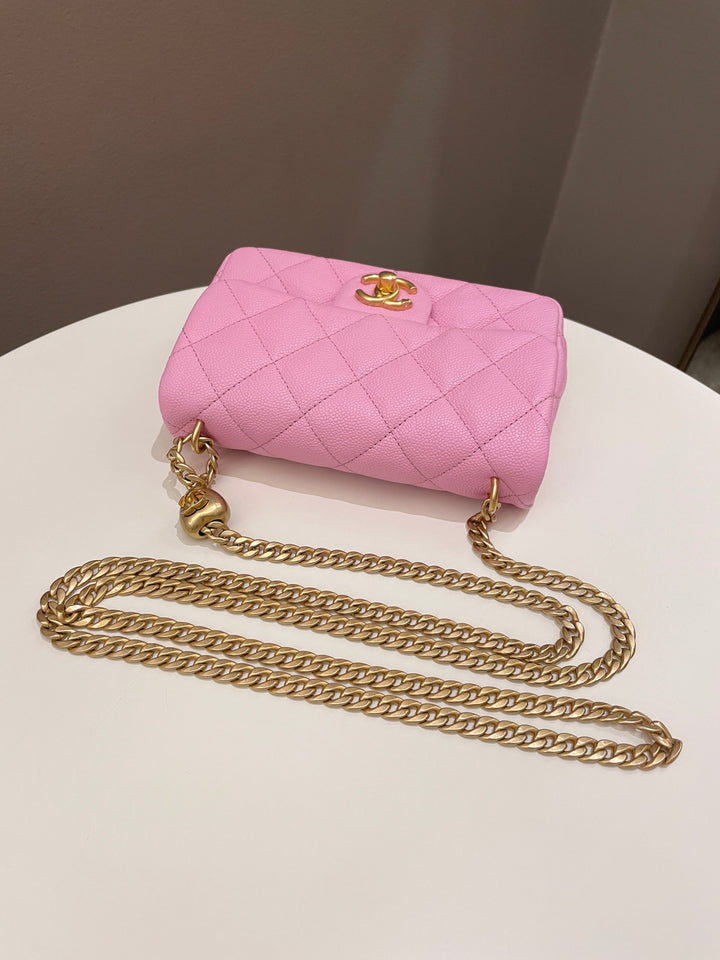 Chanel 23P Sweet Heart Mini Flap Candy Pink Caviar