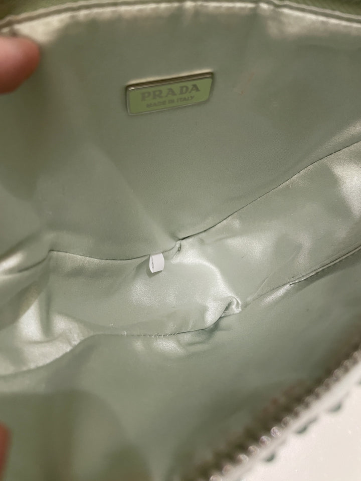 Prada Triangular Crystal Auqa Green