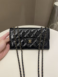 Chanel Double C Grommet Clutch On Chain Midnight Blue Patent