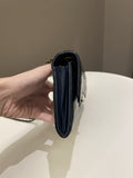 Chanel Double C Grommet Clutch On Chain Midnight Blue Patent