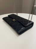 Chanel Double C Grommet Clutch On Chain Midnight Blue Patent