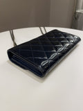 Chanel Double C Grommet Clutch On Chain Midnight Blue Patent