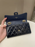 Chanel Double C Grommet Clutch On Chain Midnight Blue Patent