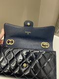 Chanel Double C Grommet Clutch On Chain Midnight Blue Patent