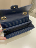 Chanel Double C Grommet Clutch On Chain Midnight Blue Patent