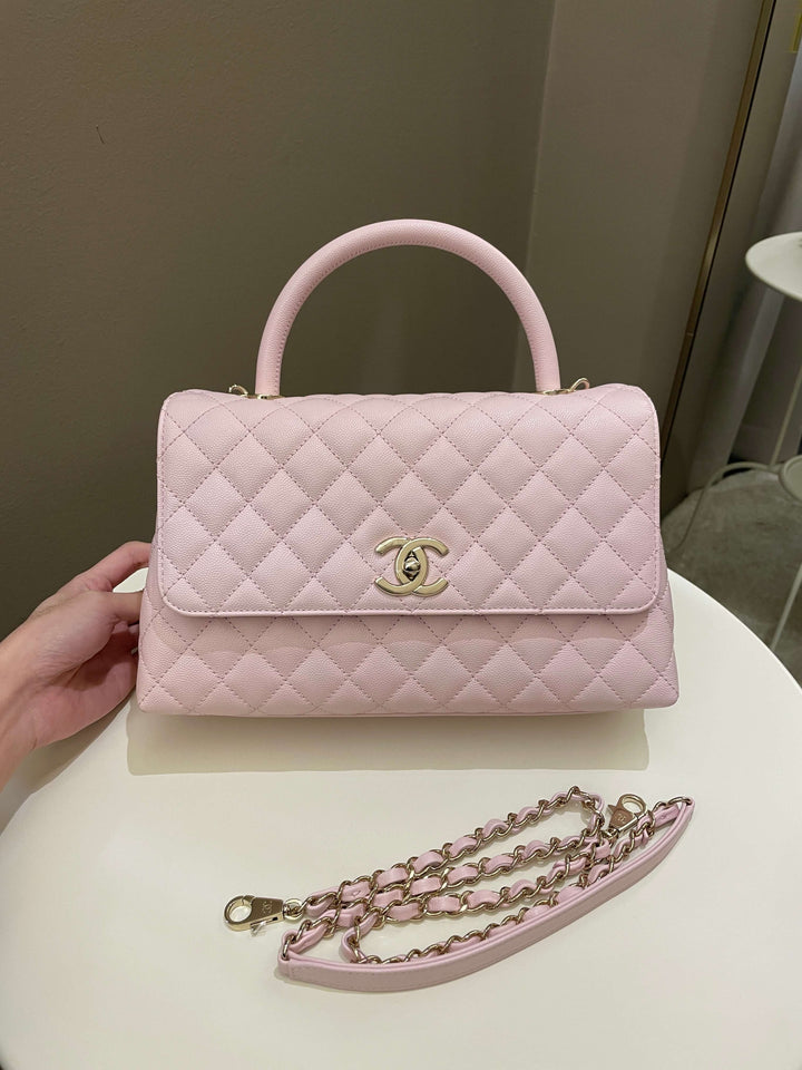 Chanel 22P Classic Quilted Coco Handle Rose Clair Lilac Caviar