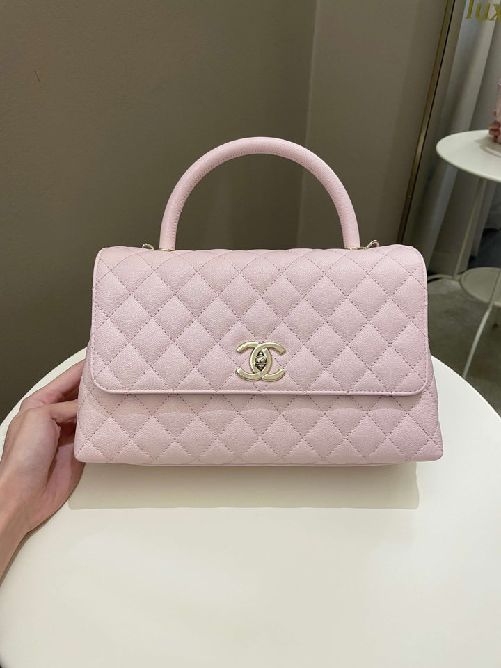 Chanel 22P Classic Quilted Coco Handle Rose Clair Lilac Caviar