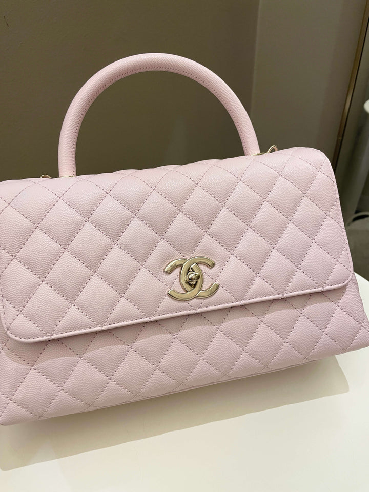 Chanel 22P Classic Quilted Coco Handle Rose Clair Lilac Caviar