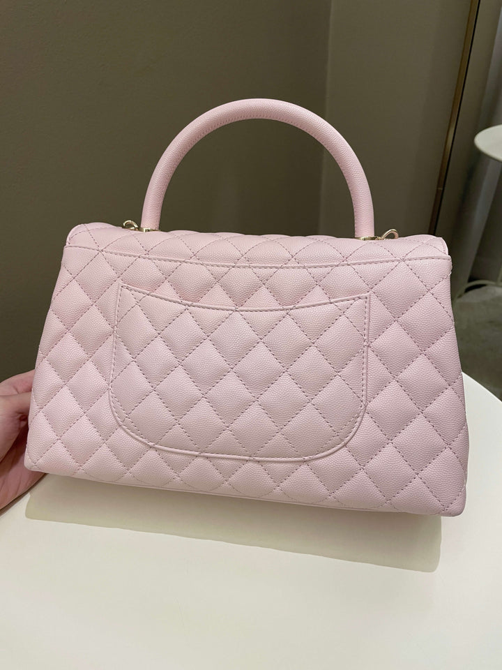 Chanel 22P Classic Quilted Coco Handle Rose Clair Lilac Caviar