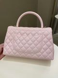Chanel 22P Classic Quilted Coco Handle Rose Clair Lilac Caviar