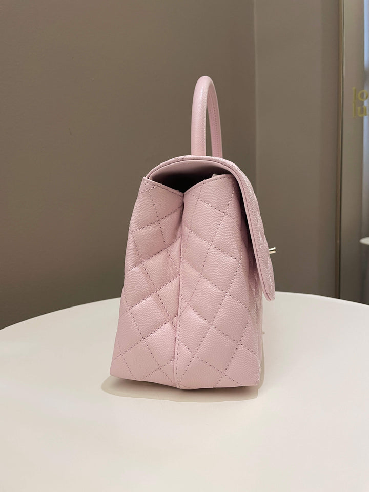 Chanel 22P Classic Quilted Coco Handle Rose Clair Lilac Caviar