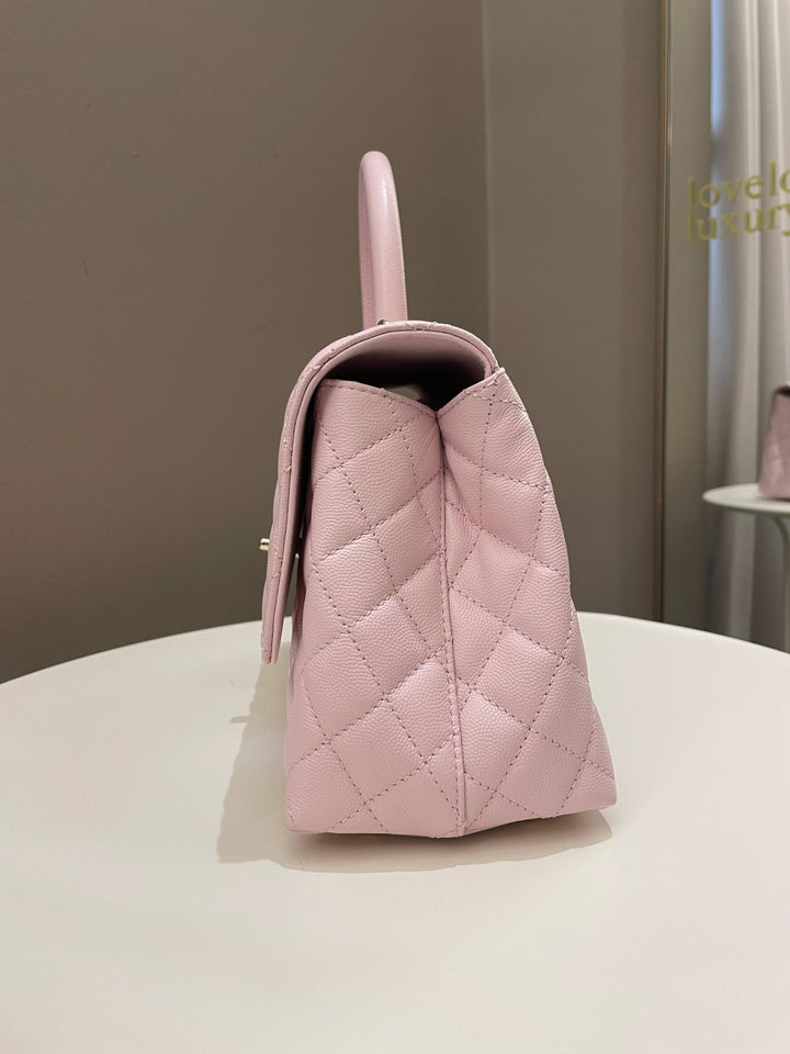 Chanel 22P Classic Quilted Coco Handle Rose Clair Lilac Caviar