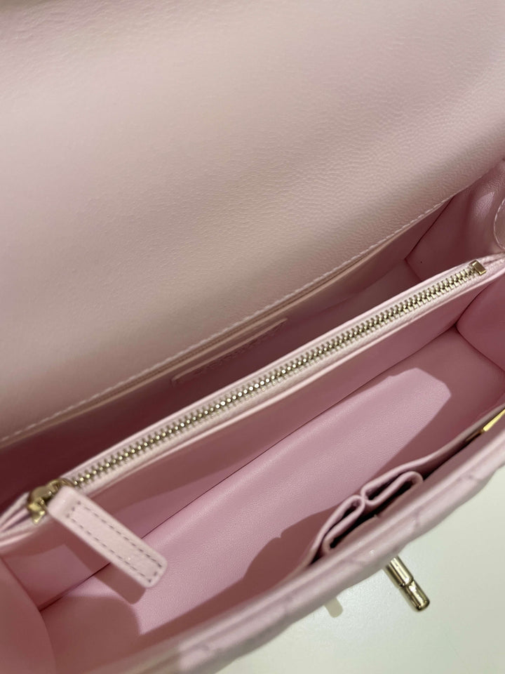 Chanel 22P Classic Quilted Coco Handle Rose Clair Lilac Caviar