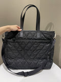 Prada Quilted Double Front Pocket Tote Black Nylon