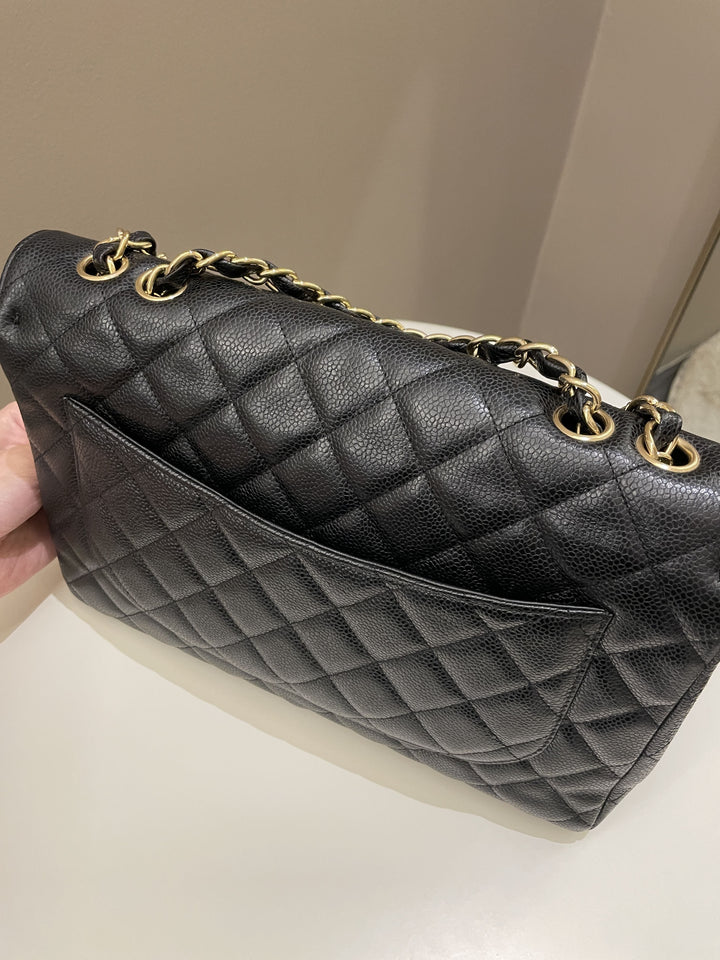 Chanel Classic Quilted Jumbo Single Flap Black Caviar