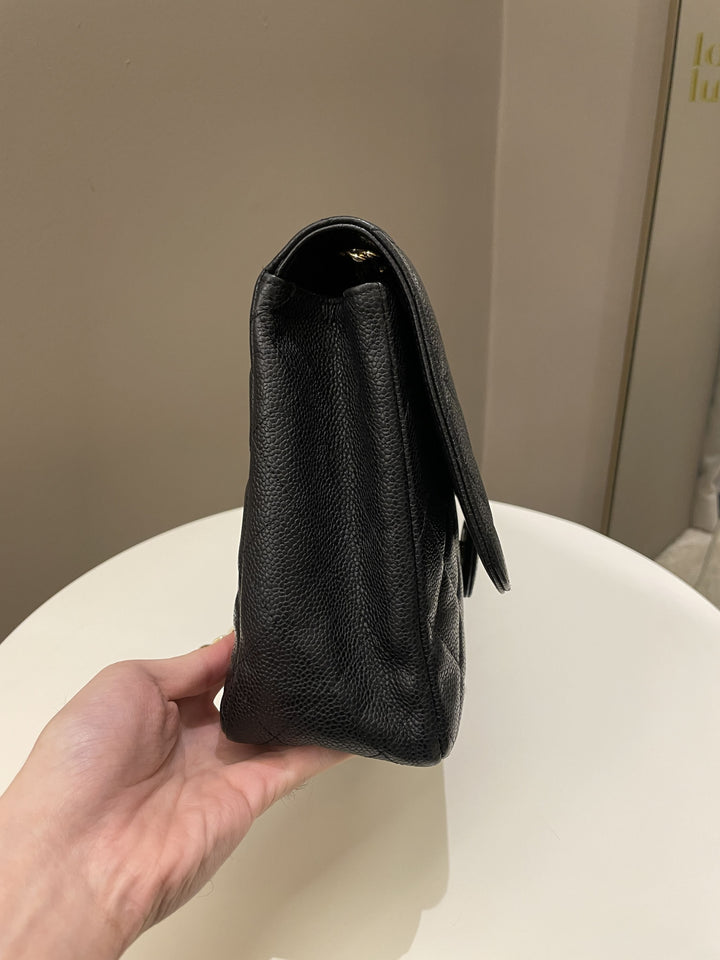 Chanel Classic Quilted Jumbo Single Flap Black Caviar