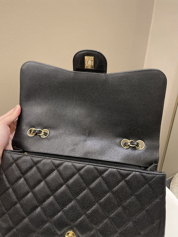 Chanel Classic Quilted Jumbo Single Flap Black Caviar