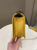 Chanel Quilted New Medium Boy Yellow Lambskin