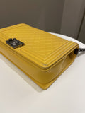 Chanel Quilted New Medium Boy Yellow Lambskin