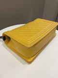 Chanel Quilted New Medium Boy Yellow Lambskin