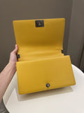 Chanel Quilted New Medium Boy Yellow Lambskin