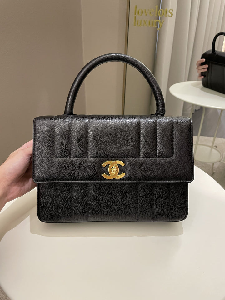 Chanel Vertical Quilted Top Handle  Black Caviar