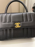 Chanel Vertical Quilted Top Handle  Black Caviar