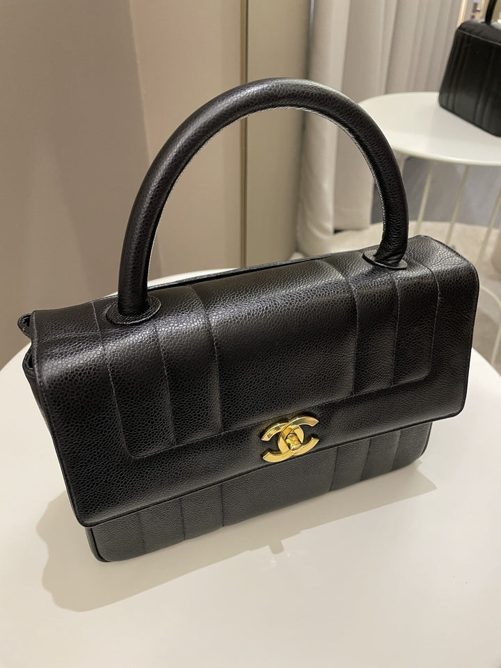 Chanel Vertical Quilted Top Handle  Black Caviar