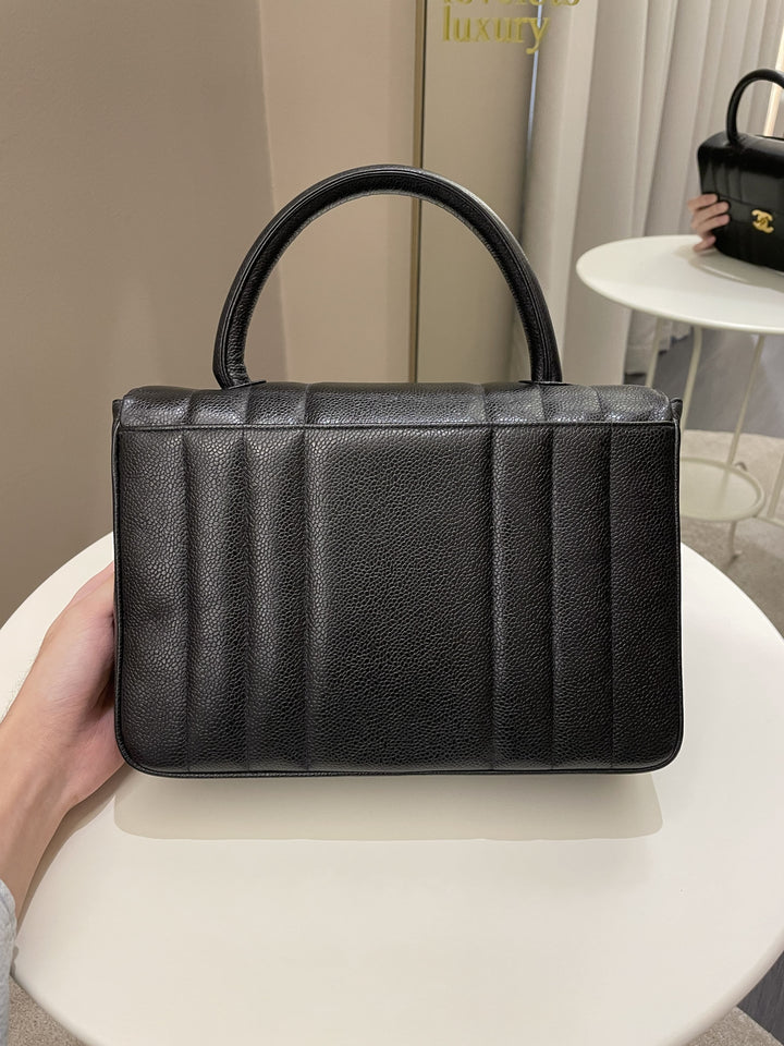 Chanel Vertical Quilted Top Handle  Black Caviar