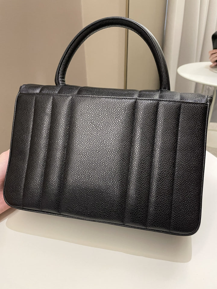 Chanel Vertical Quilted Top Handle  Black Caviar